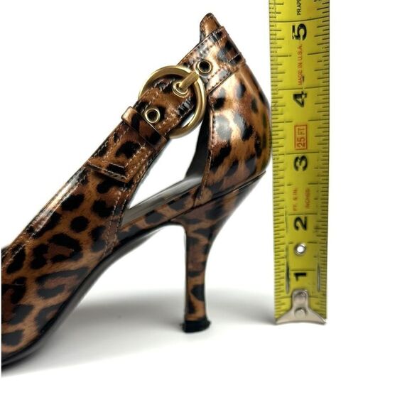 Stuart Weitzman Patent Leather Leopard Animal Print Peep Toe Pumps 6 1/2 - Picture 15 of 15